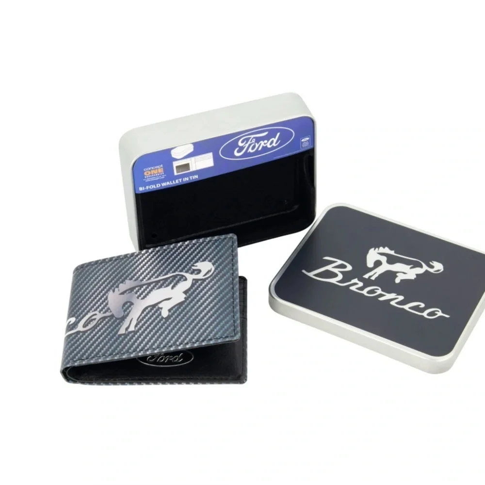 Ford Bronco Wallet, Slim Bifold Wallet with Decorative Tin Case for Men